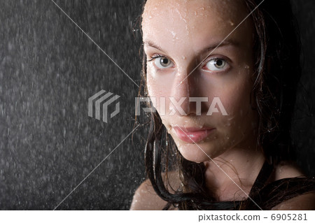 closeup portrait of girl in water studio 6905281