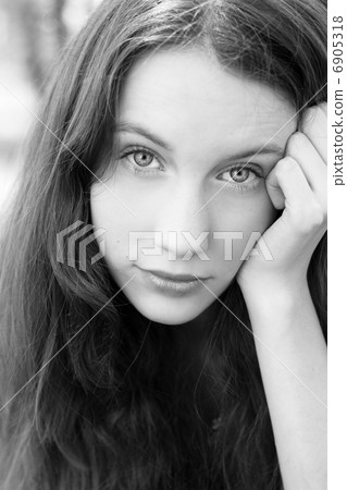 Portrait of attractive young woman bw image 6905318