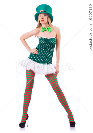 Young girl in saint patrick celebration concept Young girl in saint patrick celebration concept 6907129