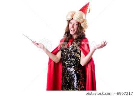 Female magician isolated on white Female magician isolated on white 6907217