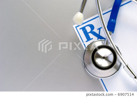 stethoscope and a prescription form, and space for your message 6907514