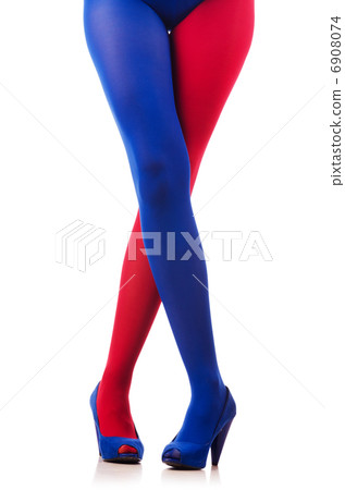 Woman with stockings of french flag colours Woman with stockings of french flag colours 6908074