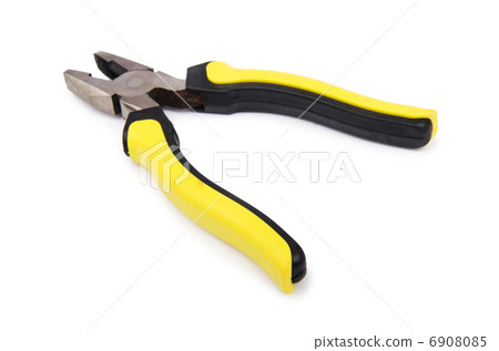 Yellow pliers isolated on the white 6908085