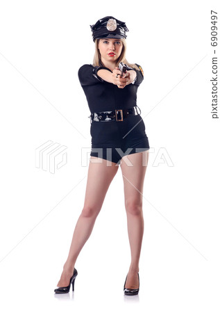 Woman police isolated on white 6909497