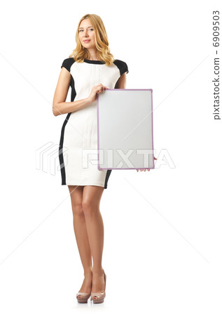 Young woman with blank board 6909503