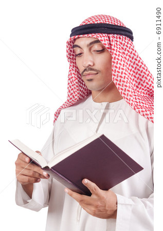 Arab man praying on white 6911490