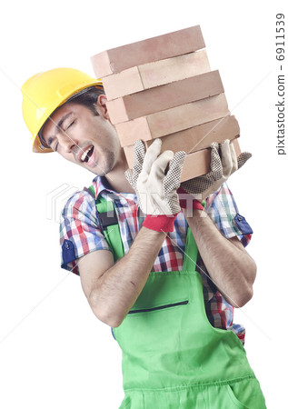 Construction worker isolated on the white Construction worker isolated on the white 6911539