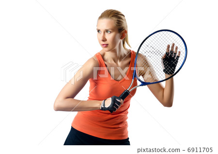 Woman tennis player on white Woman tennis player on white 6911705