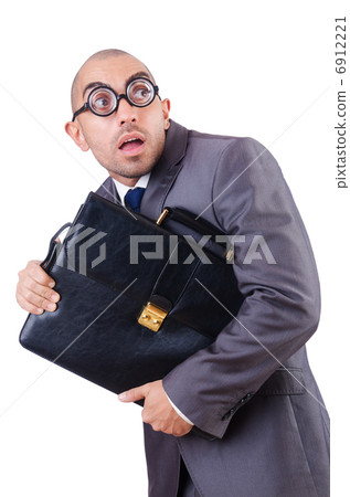 Funny nerd businessman on the white Funny nerd businessman on the white 6912221