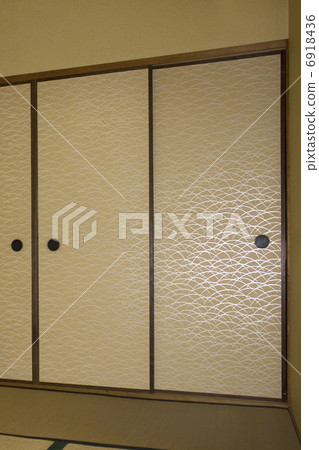 Fumo Sliding Door And Tatami In Japanese Style Stock Photo