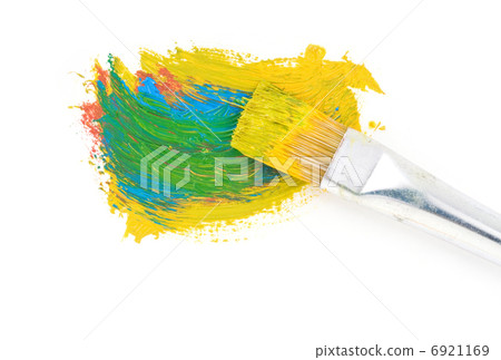 brush and color paints on white brush and color paints on white 6921169