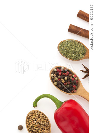 food ingredients and spices isolated on white background 6921185