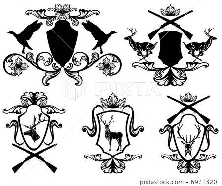 set of hunting theme vector design with deers, ducks and guns (all elements are editable) 6921320