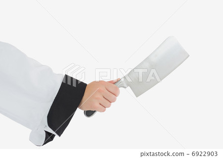 Chef holding meat cleaver Chef holding meat cleaver 6922903