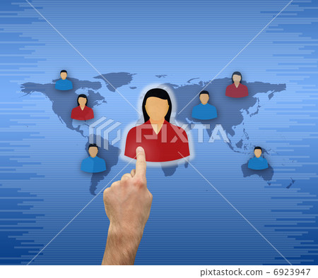 Man`s hand working with touch screen 6923947