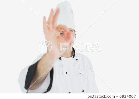 Mature chef showing ok sign Mature chef showing ok sign 6924007