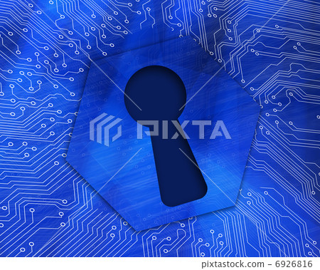 Keyhole graphic on blue background 6926816