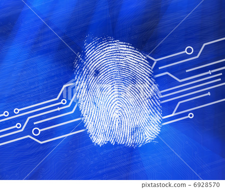 Fingerprint on digital blue background 6928570