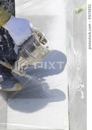 Spray gun to paint curbs of sidewalks 6929892