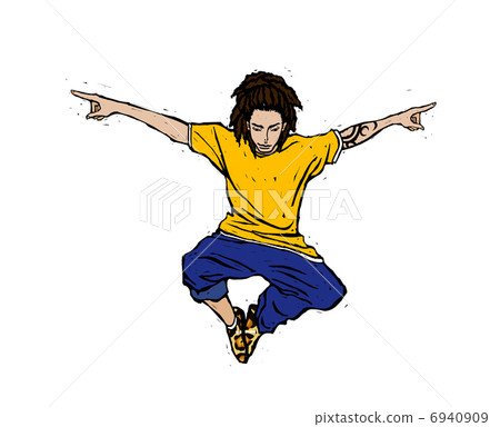 Close-up of man jumping 6940909