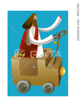Side view of Jesus Christ sitting car 6941264