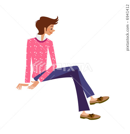 Side view of man sitting 6941412