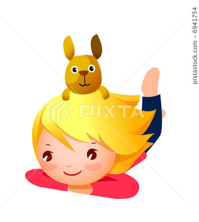 Side view of girl and dog sitting Side view of girl and dog sitting 6941754