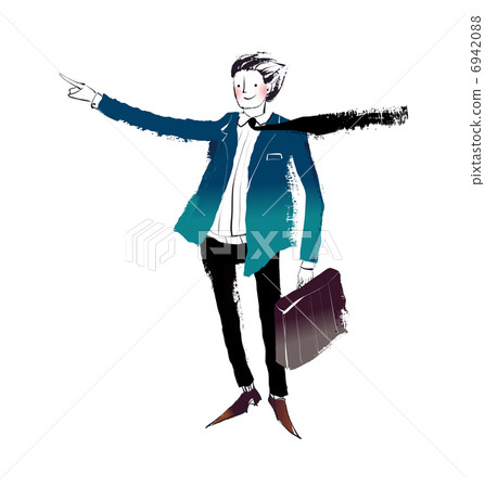Side view of man holding suitcase Side view of man holding suitcase 6942088