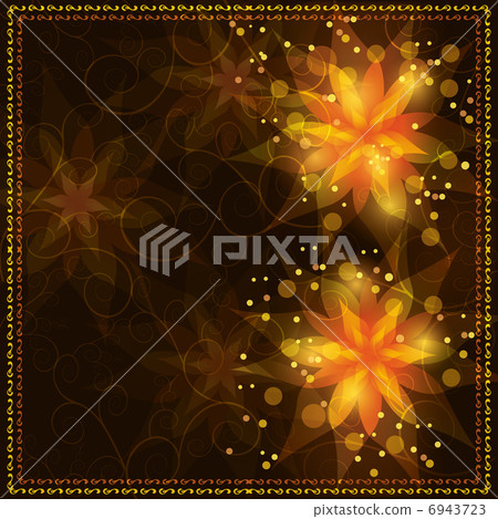 Bright floral background with golden ornament 6943723
