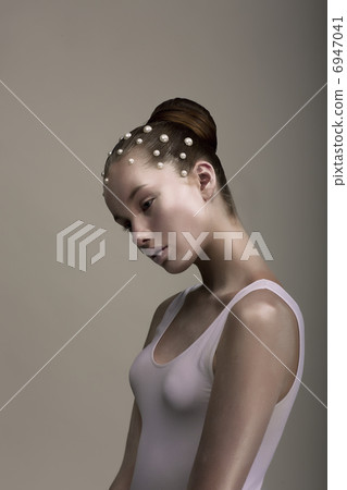 Haute Couture. Glamorous Stylized Enigmatic Woman. Brown - Platinum Color. Futurism 6947041