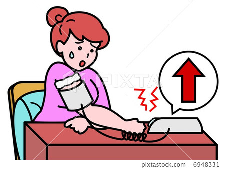 A woman whose blood pressure has risen 6948331