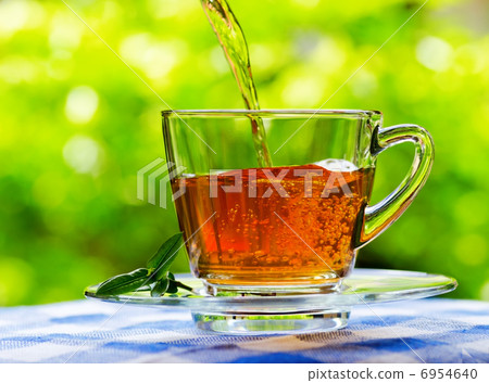 Cup of tea on nature background 6954640