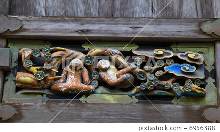 The teachings of the three monkeys of Nikko Toshogu Shrine 6956388