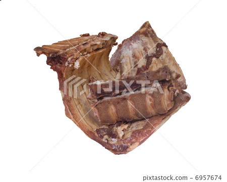 isolated smoke dried meat ribs on white background isolated smoke dried meat ribs on white background 6957674