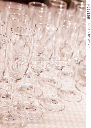 Empty glasses on restaurant table 6958124