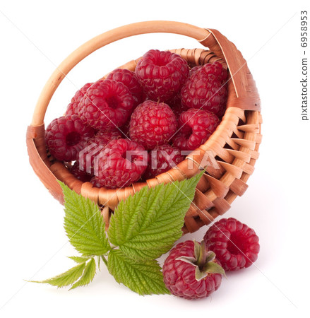 Ripe raspberries in basket Ripe raspberries in basket 6958953