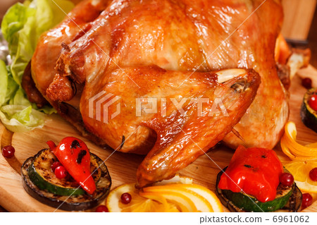 Garnished roasted turkey Garnished roasted turkey 6961062