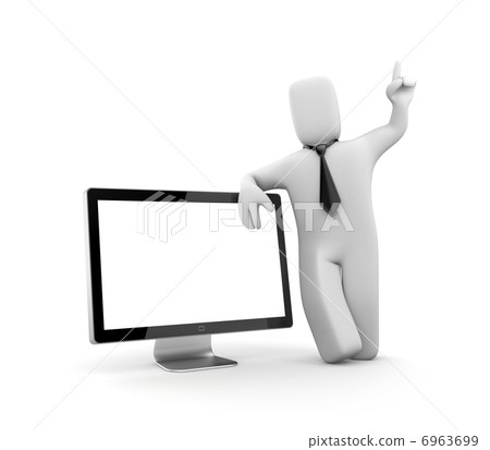 Businessman with TV Businessman with TV 6963699