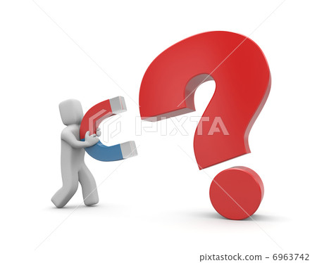 Person with magnet. Magnet for question Person with magnet. Magnet for question 6963742