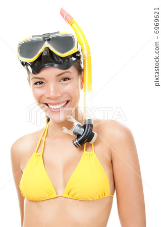 Person with mask and flippers 6969621