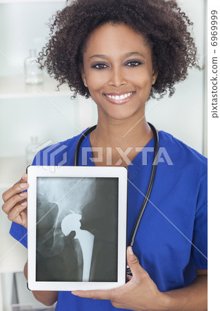 African American Woman Doctor X-Ray Tablet Computer 6969999