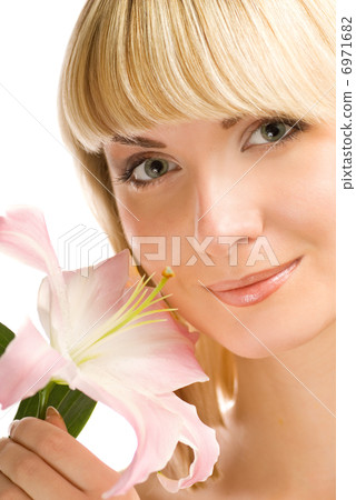 Girl with pink lily 6971682