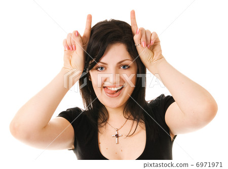 Funny brunette making faces 6971971