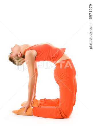Beautiful young woman doing yoga exercise isolated on white back Beautiful young woman doing yoga exercise isolated on white back 6971979