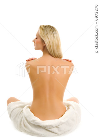 Beautiful young naked woman isolated on white background 6972270