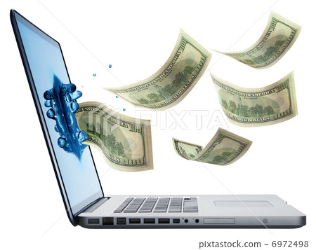 money jumping from Laptop isolated money jumping from Laptop isolated 6972498