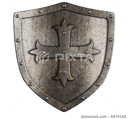 Old crusader metal shield illustration isolated on white 6974188
