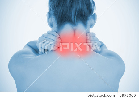 Woman with highlighted neck pain 6975000