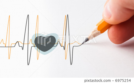 Black and yellow heart beat line 6975254