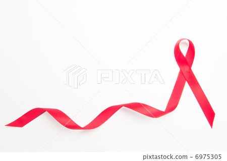 Red awareness ribbon with trail 6975305